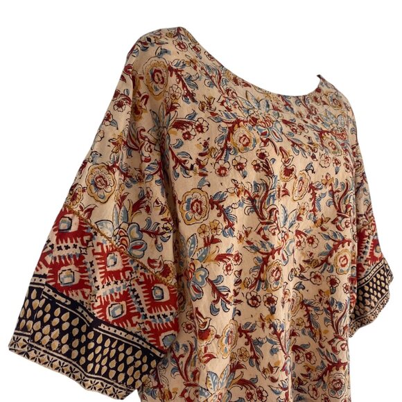 Pure Jill Womens Petite M Floral Print Boho Top 100% Organic Cotton Boxy Dolman - Picture 3 of 13